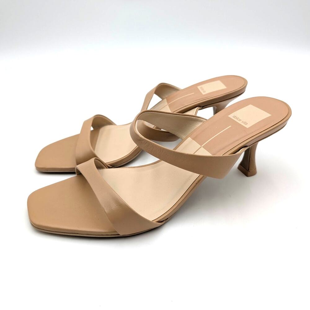 Dolce Vita Genora Kitten Heel Sandals Women's Cafe Leather Size US10 EU40.5